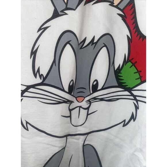 Vintage 1997 Warner Bros Men’s Bugs Bunny Santa White Long Sleeve Shirt X-Large - Picture 4 of 9